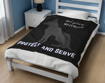 Manta de felpa para pastor belga malinois, ideal para proteger y servir a la policía o al ejército, manta para perro guardián, manta de felpa de terciopelo.