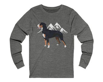 Camiseta de perro de montaña suizo mayor, camiseta de manga larga, camiseta de raza de perro grande, camiseta de perro suizo, camiseta de manga larga unisex