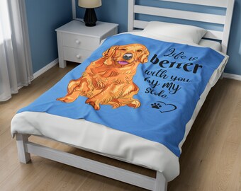 Manta de lana Golden Retriever, el mejor amigo del hombre, amor de Golden Retriever, manta de felpa para amantes de los perros, manta de felpa de terciopelo