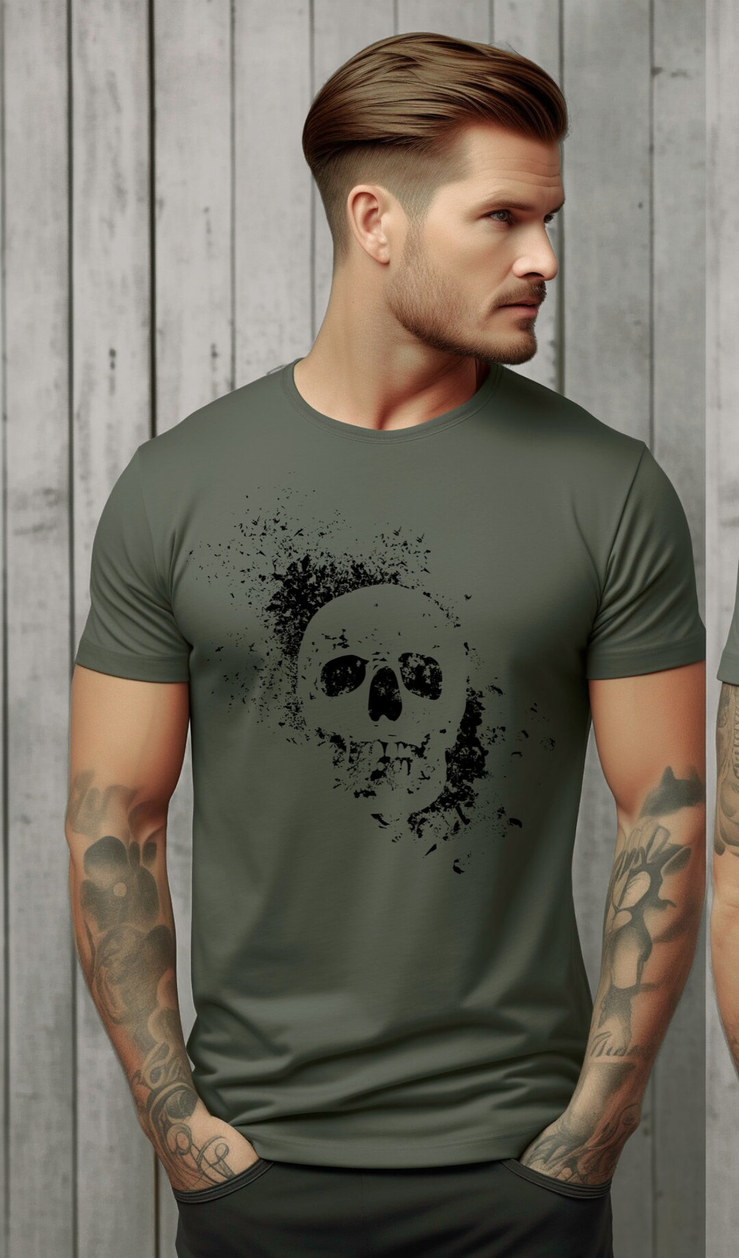 Skull Mask Tattered Sleeveless Hooded Muscle Shirt