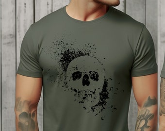 Distressed Skull T-shirt, Skeleton Shirt, Gift for Men, Rocker Shirt, Heavy Metal, Unisex Jersey Short Sleeve Tee