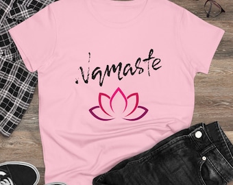 Yoga Namaste Camiseta de corte de mujer, Yoga Lovers Top, Regalo para instructor de yoga, Camiseta de clase de yoga, Camiseta de algodón de peso medio para mujer