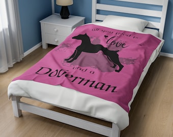 Manta de vellón Doberman Pinscher, regalo para los amantes de Doberman, equipo de perro guardián, manta para perros, manta de felpa de terciopelo