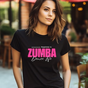 Zumba is happiness T-shirt, Women&#39;s Cut Zumba Top, Zumba Dance Shirt, Zumba Class T-shirt, Women&#39;s Midweight Cotton Tee