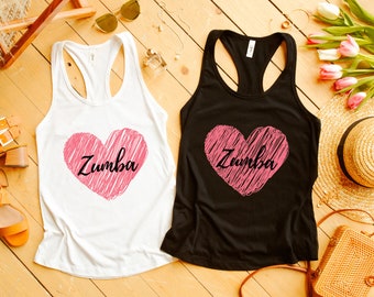 Zumba Heart Tank Top, Zumba Love, Workout Tank Top, Zumba Class Shirt, Damen Workout Top, Damen Ideal Racerback Tank