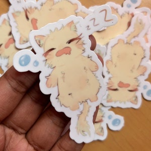 Sticker chat mignon - Sticker chat endormi - Sticker citronnelle endormi - vinyle - brillant