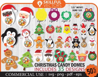 Christmas Candy Dome SVG Bundle, Candy Ornaments SVG, Chocolate holder svg, Candy dome Svg , Candy Ornaments SVG, Christmas candy holder