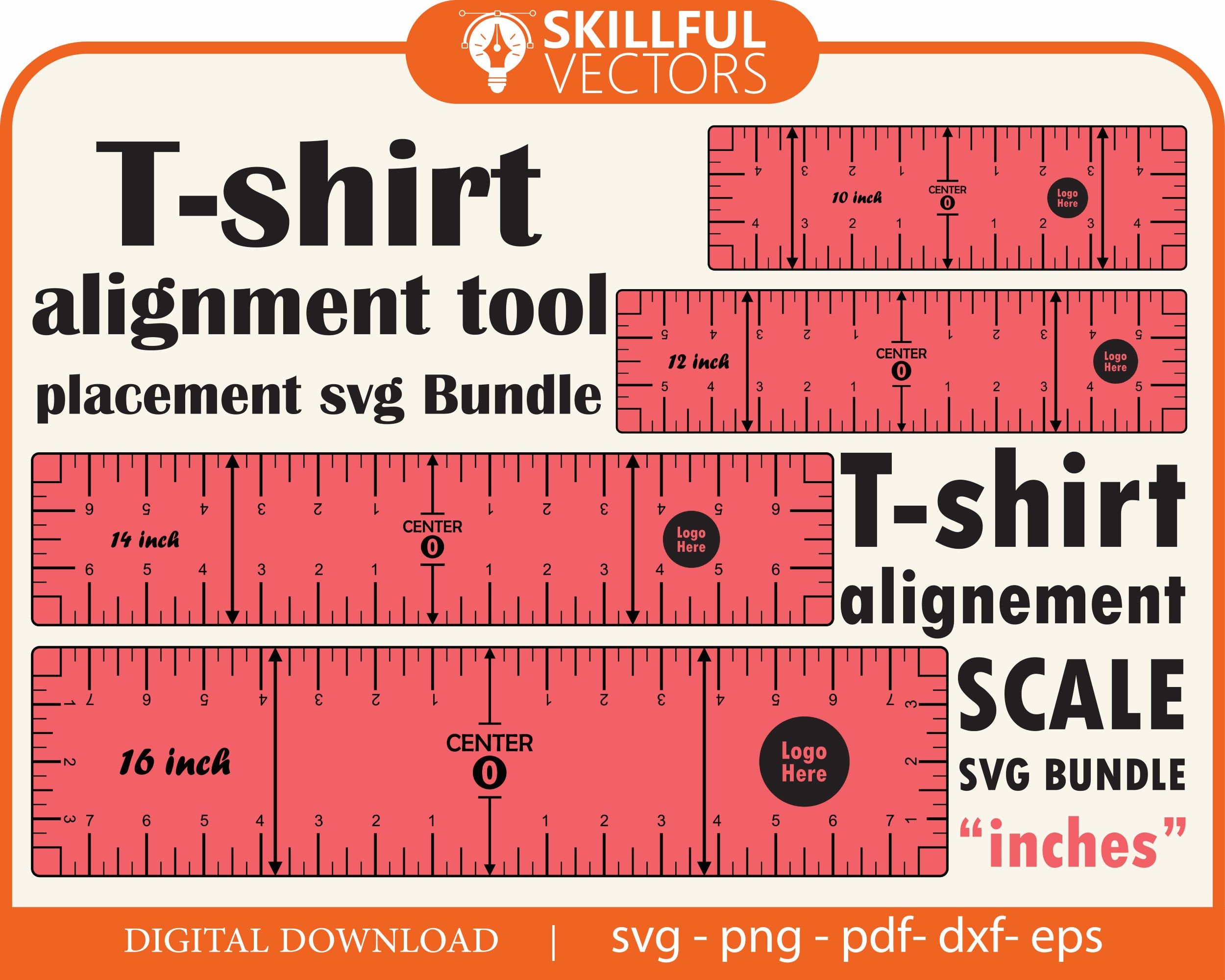 T-shirt Graphic Alignment Guide, Tshirt Alignment Tool SVG for Cricut,glowforge,dxf  for Silhouette, T-shirt Placement Guide, Shirt Ruler SVG 