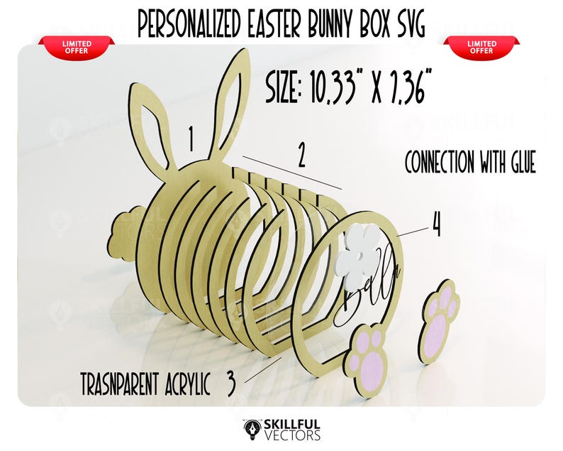Personalized Easter Bunny Box SVG Laser Cut Chocolate Egg Box Easter ...