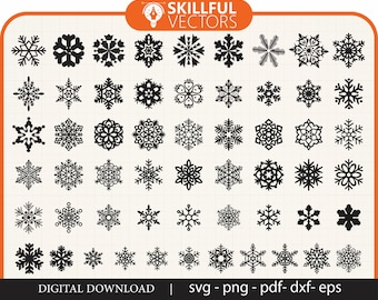 56 Snowflake svg cutfile Snow flake svg cut file Christmas clipart download snow png eps dxf jpg pdf Cricut Silhouette Winter Holiday svgs