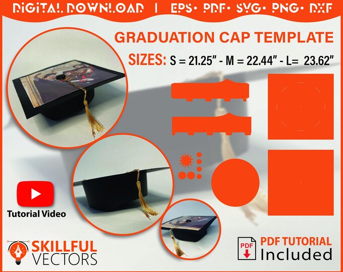 Graduation Cap Template, Graduation Hat Svg, Class of 2025, Grad Craft ...