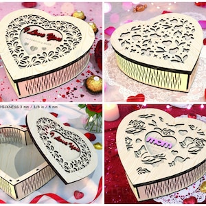 Heart Box SVG Laser Cut Files, Jewelry Keepsake Box (Digital Download)