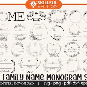 100 Family Name Monogram SVG Big Bundle, Monogram SVG, Split Monogram svg, Family svg, Family Sign svg, Wedding Monogram svg,family name svg