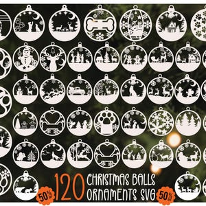 120 Christmas Ornament SVG Bundle: Laser Cut Designs (Digital Download)
