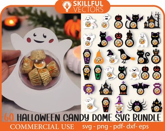Halloween Candy Dome SVG Big Bundle: 60 Candy Ornaments (Digital Files)