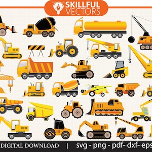30 bouw vrachtwagen SVG bundel, bouw vrachtwagens SVG PNG bundel, gelaagde gesneden bestanden cricut graafmachine SVG bundel, graafmachine PNG bundel