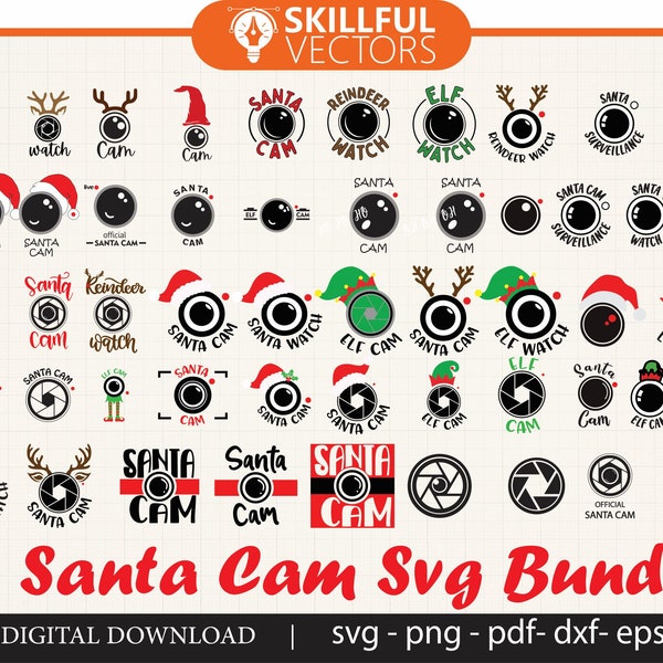 Santa Cam Svg Bundle, Santa Cam Svg, Elf Cam Svg, Reindeer Cam Svg, Santa Cam Surveillance Svg, Santa Watch Svg, Santa Elf Cam Svg