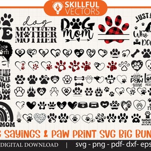 130+ Paw Print svg Big Bundle, dog paw svg, paw svg, dog mom svg, puppy svg, dog sayings svg, dog lover svg, Printable, Cricut & Silhouette
