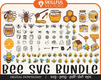 Bee SVG Bundle: Honeycomb, Queen Bee, Clipart (Digital Download)
