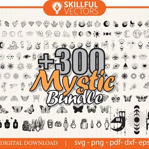 315 mystieke SVG, Mystic Moon SVG, hemelse SVG bundel, Witchy SVG, magische SVG, Mystic Cat SVG, gelaagde bestanden, SVG-bestanden voor cricut, PNG