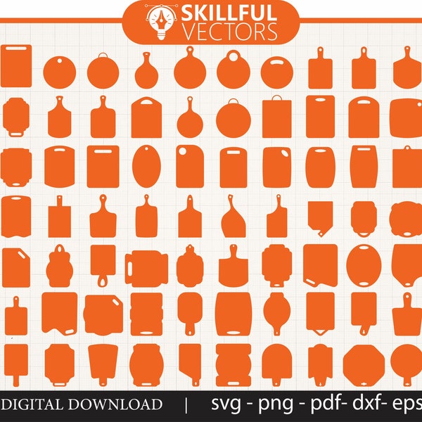 100 Schneidebrett für die Küche Big Set SVG Bundle, Bretter zum Servieren von Gerichten, Brotbrett, Formen für Laserschneiden, Vektor Schneidebretter