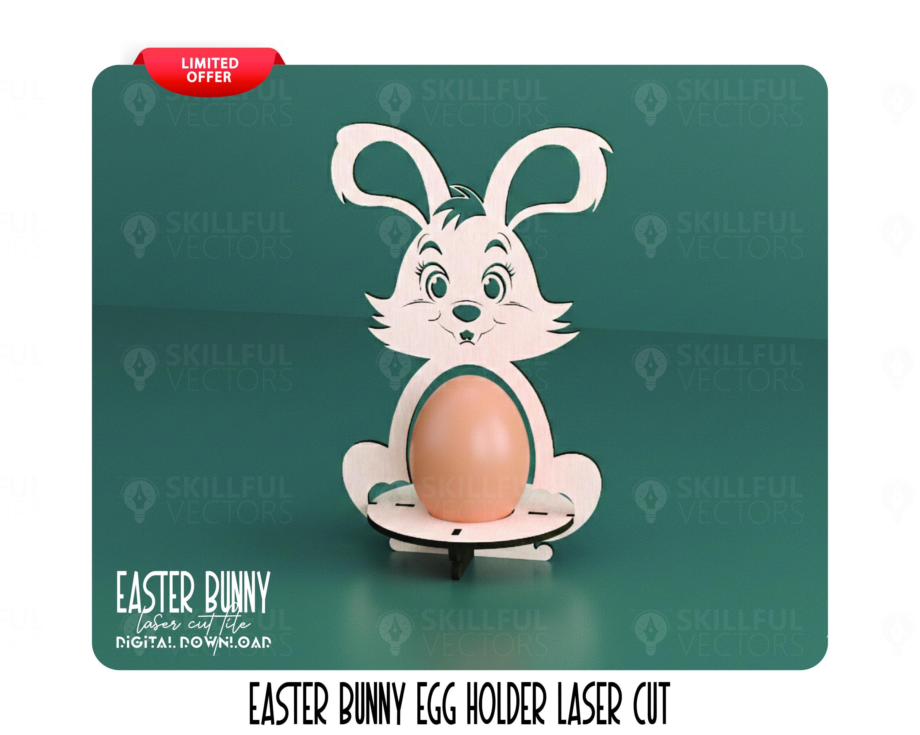 Laser Cut Easter Bunny Egg Holder Svg File Glowforge Wooden Easter Egg ...