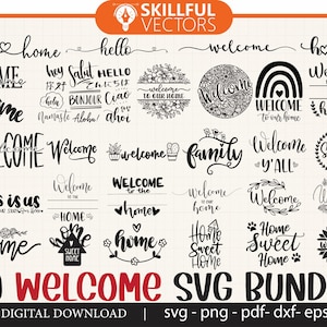 Welcome Sign SVG Bundle: Farmhouse Door Designs (Digital Download)