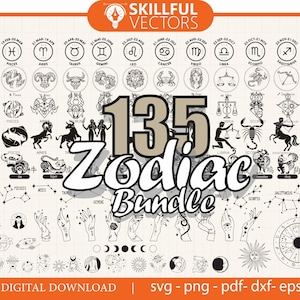 135 Sternzeichen SVG Bundle, Horoskop SVG Bundle, Celestial Sternzeichen SVG, Sternzeichen Konstellation SVG, Sternzeichen Clipart Png, Horoskop Geschenk