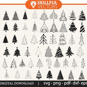 65 Kerstboom Svg Bundel, Kerst Svg, Kerstboom Svg, Kerst Clipart, Kerstboom Png, Kerst Digitaal, Cricut, Silhouet