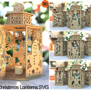 Pacchetto di 10 lampade di Natale, luce notturna, lanterna a forma di cervo, decorazione centrotavola, paralume, portacandele da tavolo, SVG, decorazione per albero appeso SVG