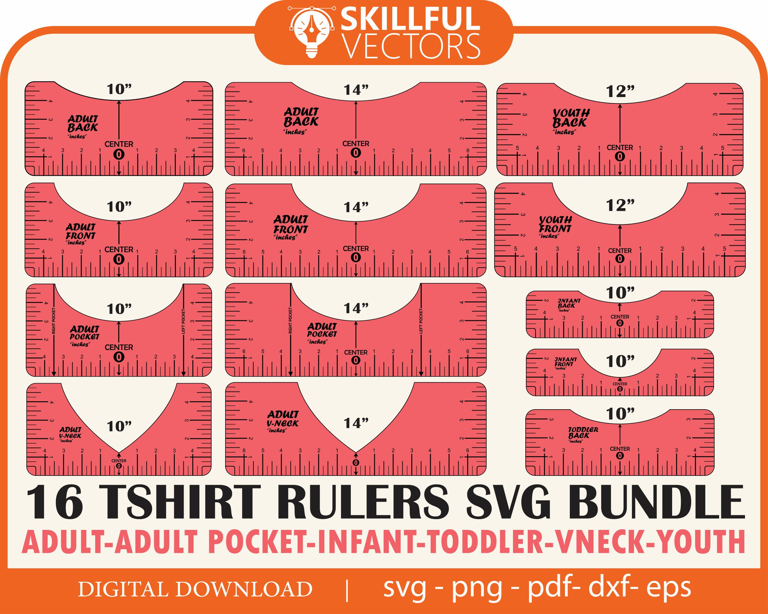 T shirt Ruler Vector Mega Bundle. T-shirt Alignment Placement Tool