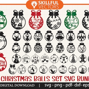Christmas Balls svg Big Bundle, Christmas Decorations Cut Files, Christmas Tree Ornaments SVG, Laser cut files, Cricut,Silhouette, Glowforge