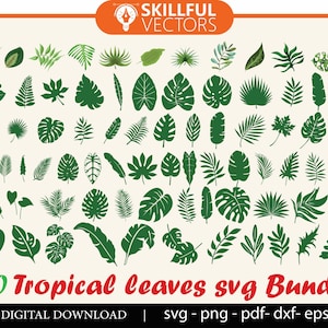 110 tropische Blätter svg Bundle, Monstera Blatt svg Clipart, Dschungel Blätter Clipart, Palmzweig svg, tropische Partei Dekor, kommerzielle Nutzung svg