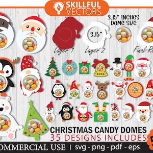 Weihnachten Candy Dome SVG Bundle, Candy Ornamente SVG, Schokoladenhalter SVG, Candy Dome SVG, Candy Ornaments SVG, Christmas Candy Halter