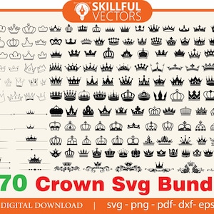 Royal crown SVG BIG Bundle, Crown PNG Bundle, Royal Crown png, Princess Tiara Svg, King Crown, Queen Crown Svg, File For Cricut, Silhouette