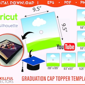 Graduation Cap Topper Template: SVG, PNG, PDF Files (Digital Download)