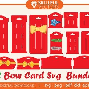 22 Bow Card Template SVG, Bow Display Card, Hair clip display card svg, bow houder sjabloon, Display card cricut bestanden, bow houder kaart svg