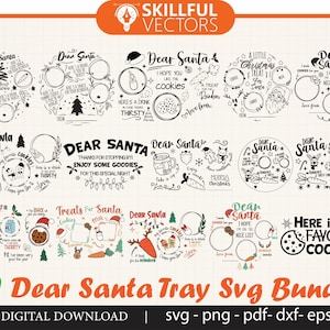 Caro Santa Tray SVG Bundle, Christmas SVG, Santa Tray SVG, Santa Plate svg, Santa Milk Cookies svg, Cookies for Santa svg, carota svg Cricut