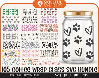 Coffee Glass Can Wrap SVG Bundle: 105 Designs (Digital Download)