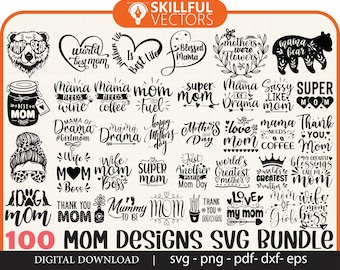 100 Mom svg big bundle hand lettered, mothers day svg, mom life svg, mama svg, blessed mama svg, mom of boys girls svg, mom quotes svg, png