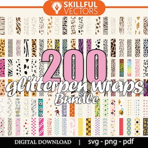 200 Pen Wrap SVG MEGA BUNDLE, Pen Wrap png, Glitter Pen Wrap Svg, Pen Wrap template Svg, Epoxy Pen Wrap Template, Pencil pattern Sublimation