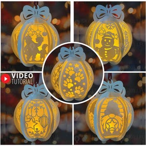 Pack 10 Hängende Weihnachtskugel Vorlage l Weihnachtskugel SVG l DIY Lightbox Weihnachtsverzierungen l Papierschnitt Vorlage für Weihnachtslaternen