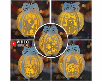 Christmas Ball Lantern SVG Template: DIY Paper Cut Ornaments (Digital Download)