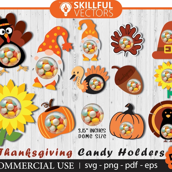 Thanksgiving Candy Dome SVG Bundle, Turkey Candy Ornaments SVG,  Party Favor, Fall Gift, Turkey Candy Holder, Paper Ornament, Cricut, Autumn