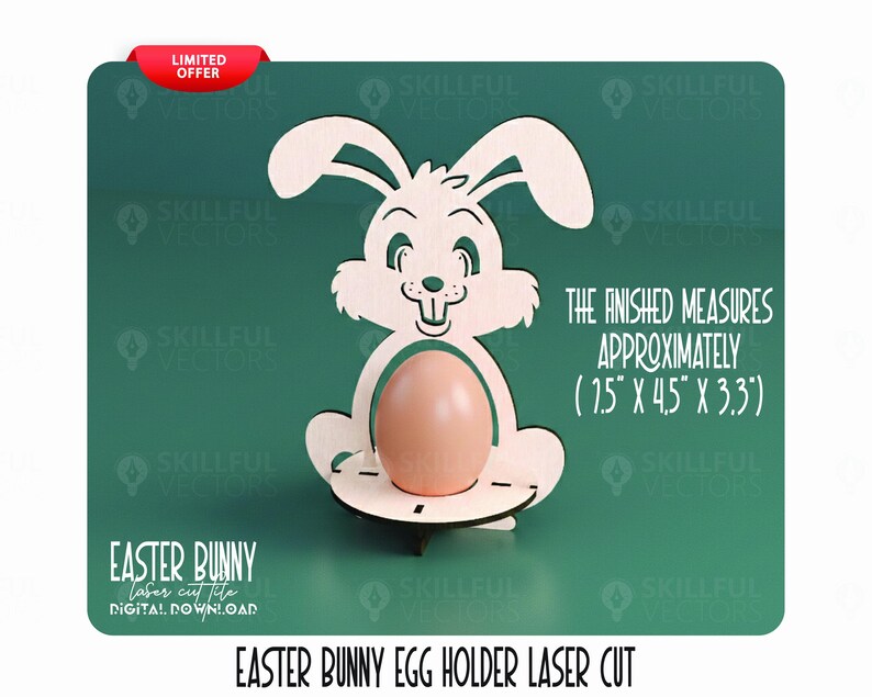 Laser Cut Easter Bunny Egg Holder Svg File Glowforge Wooden Easter Egg ...