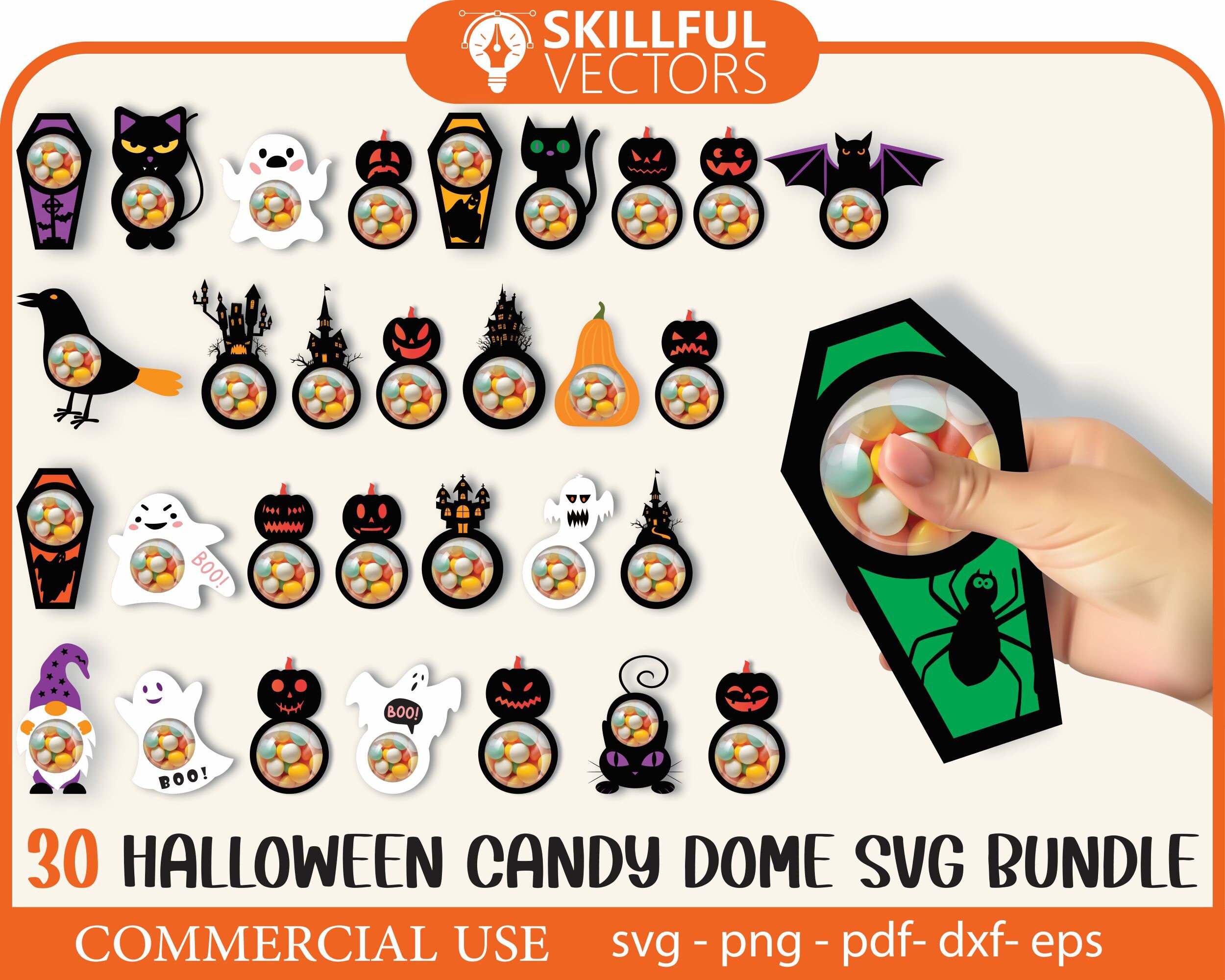 30 Halloween Candy Dome SVG Bundle: Süßes oder Saures Ornamente (Digitale Dateien)