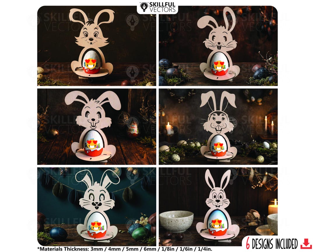 Laser Cut Easter Bunny Egg Holder Svg File Glowforge Wooden Easter Egg ...