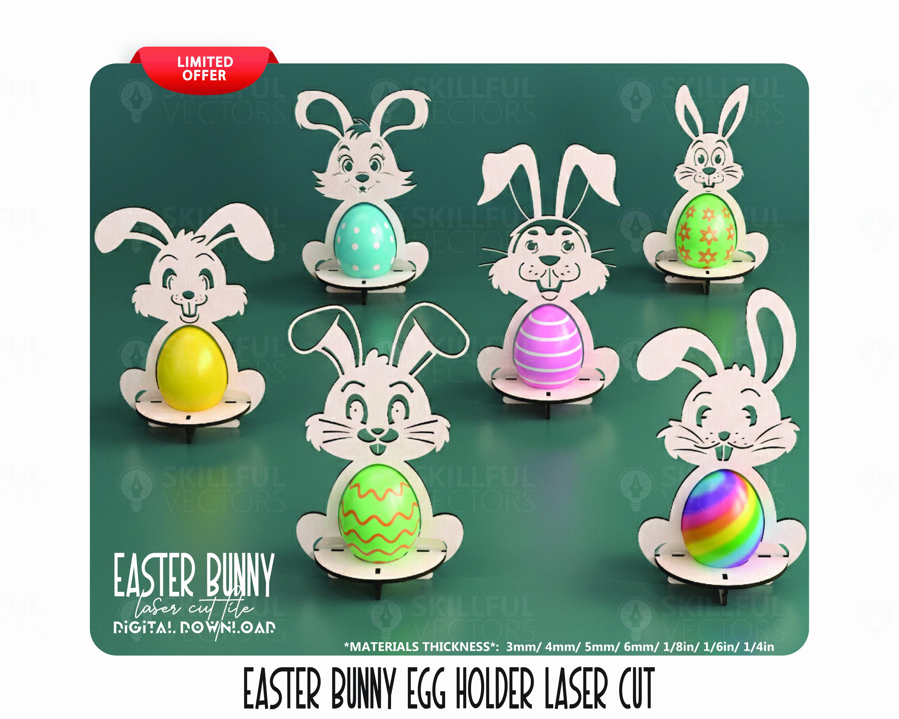 Laser Cut Easter Bunny Egg Holder Svg File Glowforge Wooden Easter Egg ...