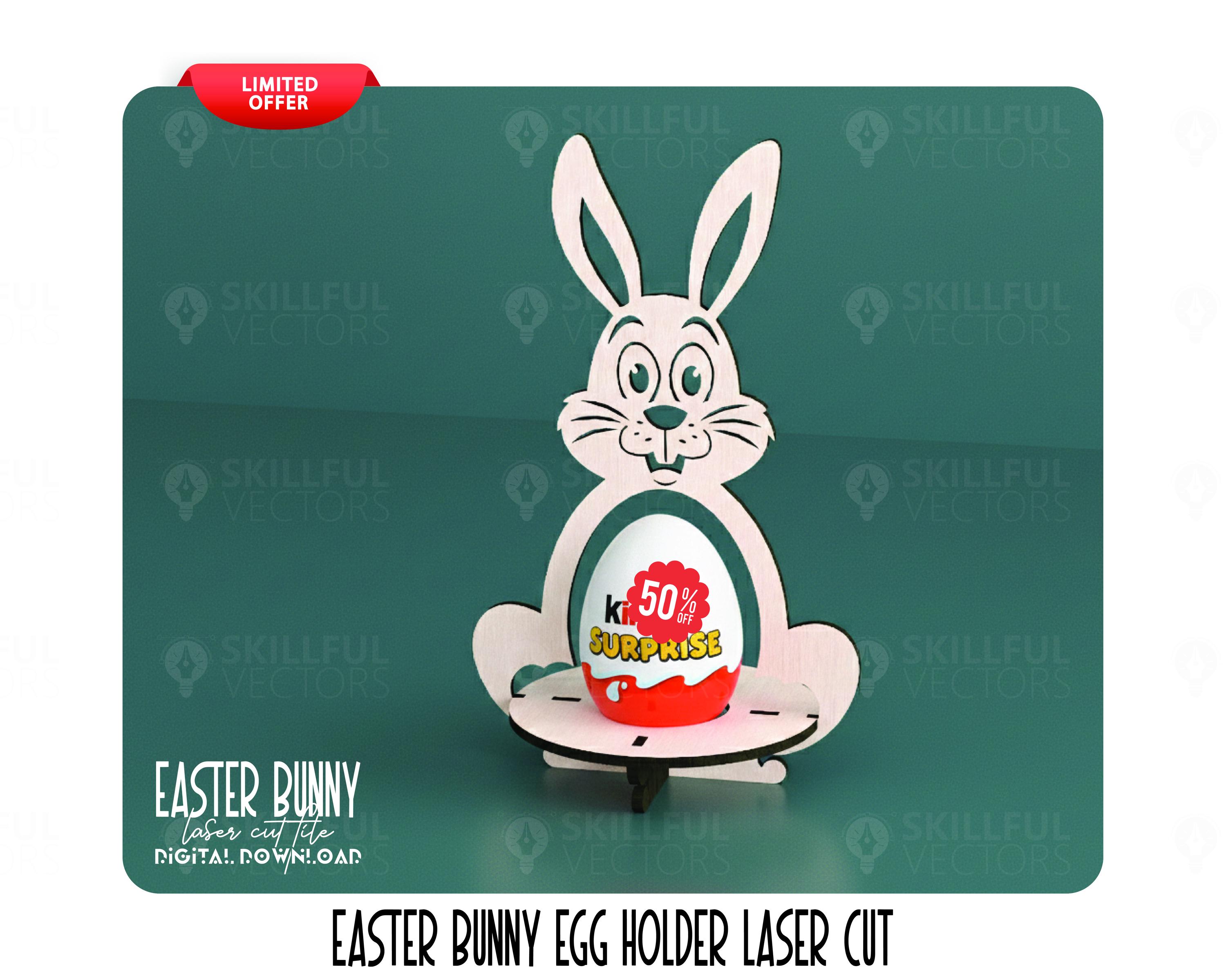 Laser Cut Easter Bunny Egg Holder Svg File Glowforge Wooden Easter Egg ...
