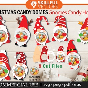 Gnomes Christmas Candy Dome SVG Bundle, Candy Ornaments SVG, Porte-chocolat svg, Candy dome Svg, Candy Ornaments SVG, Porte-bonbons de Noël